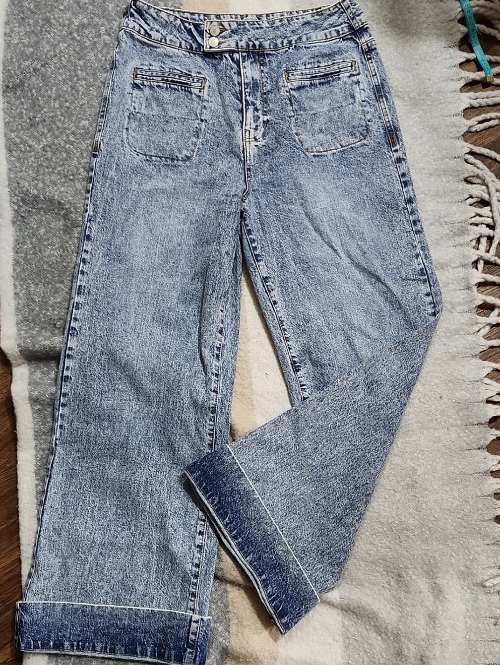 Habitual Shay High Rise Wide Leg Acid Wash Cuffed Jeans Size 10 / 30 Y2K Style